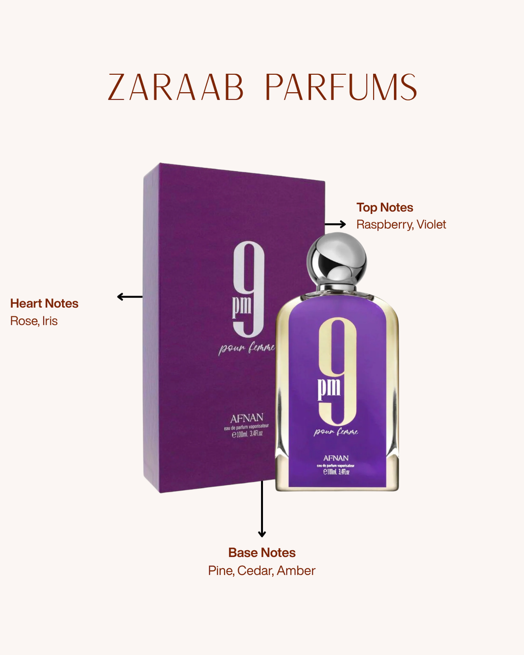 AFNAN 9 PM POUR FEMME 3.4 OZ